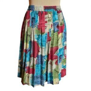 Vtg 80s bright op art midi skirt